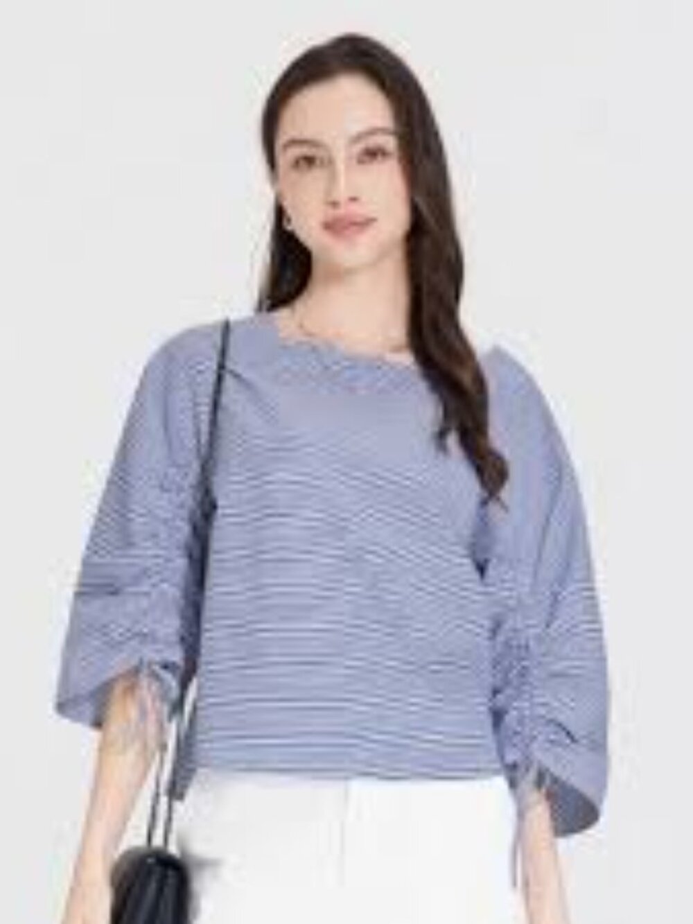 Counterparts bell sleeve tie cuff boho striped polka dot blouse size XL